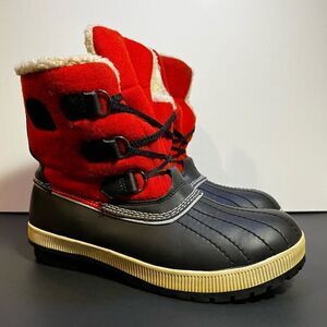 Womens KHOMBU Telluride Red Faux Fur Winter Duck Boots / Size 8M